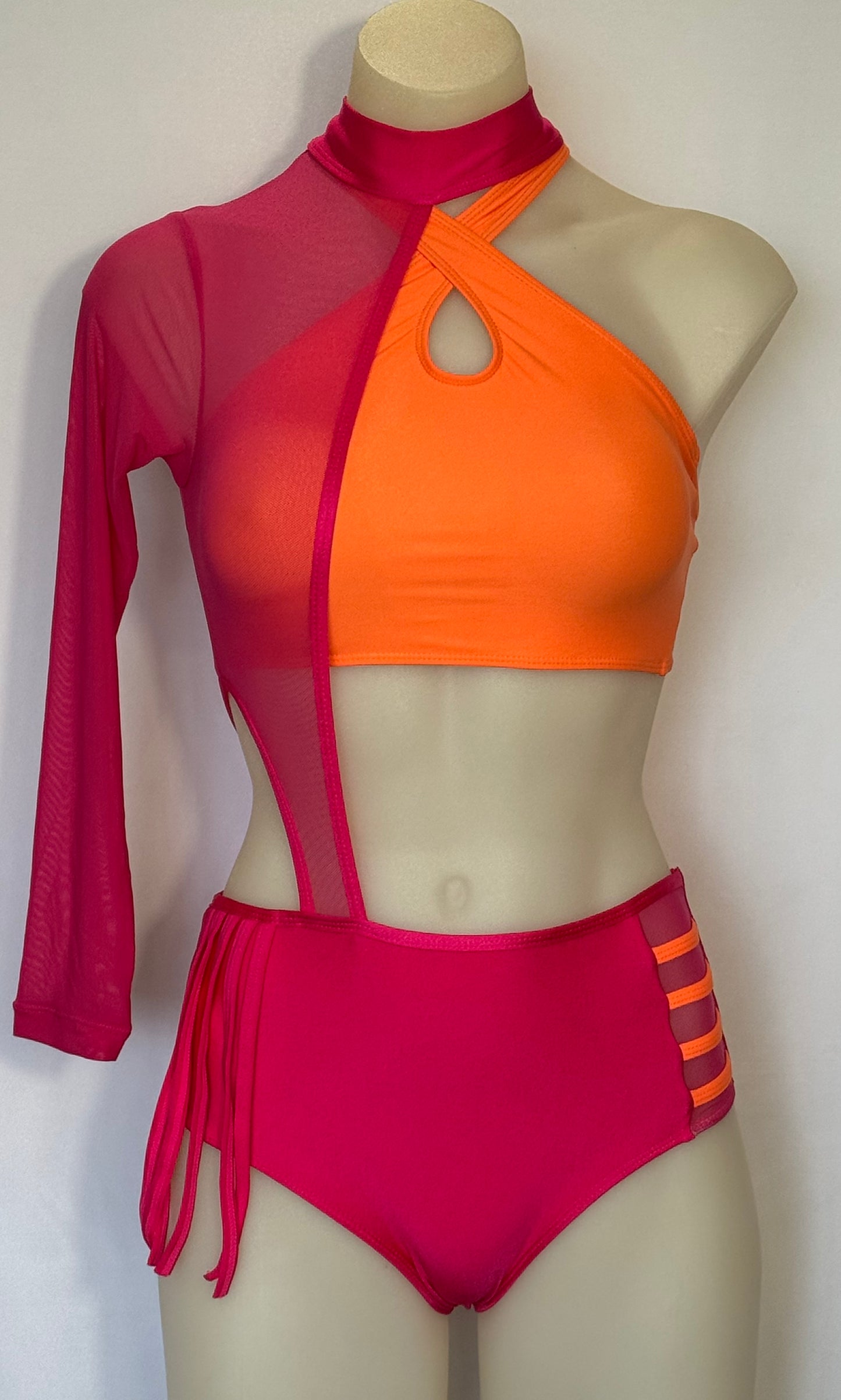 Girls dance costume in Black Deep Pink Ð Makayla by SNS Dancewear