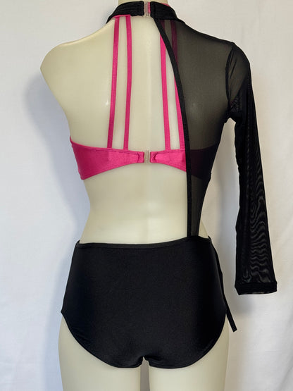 Girls dance costume in Black Deep Pink Ð Makayla by SNS Dancewear