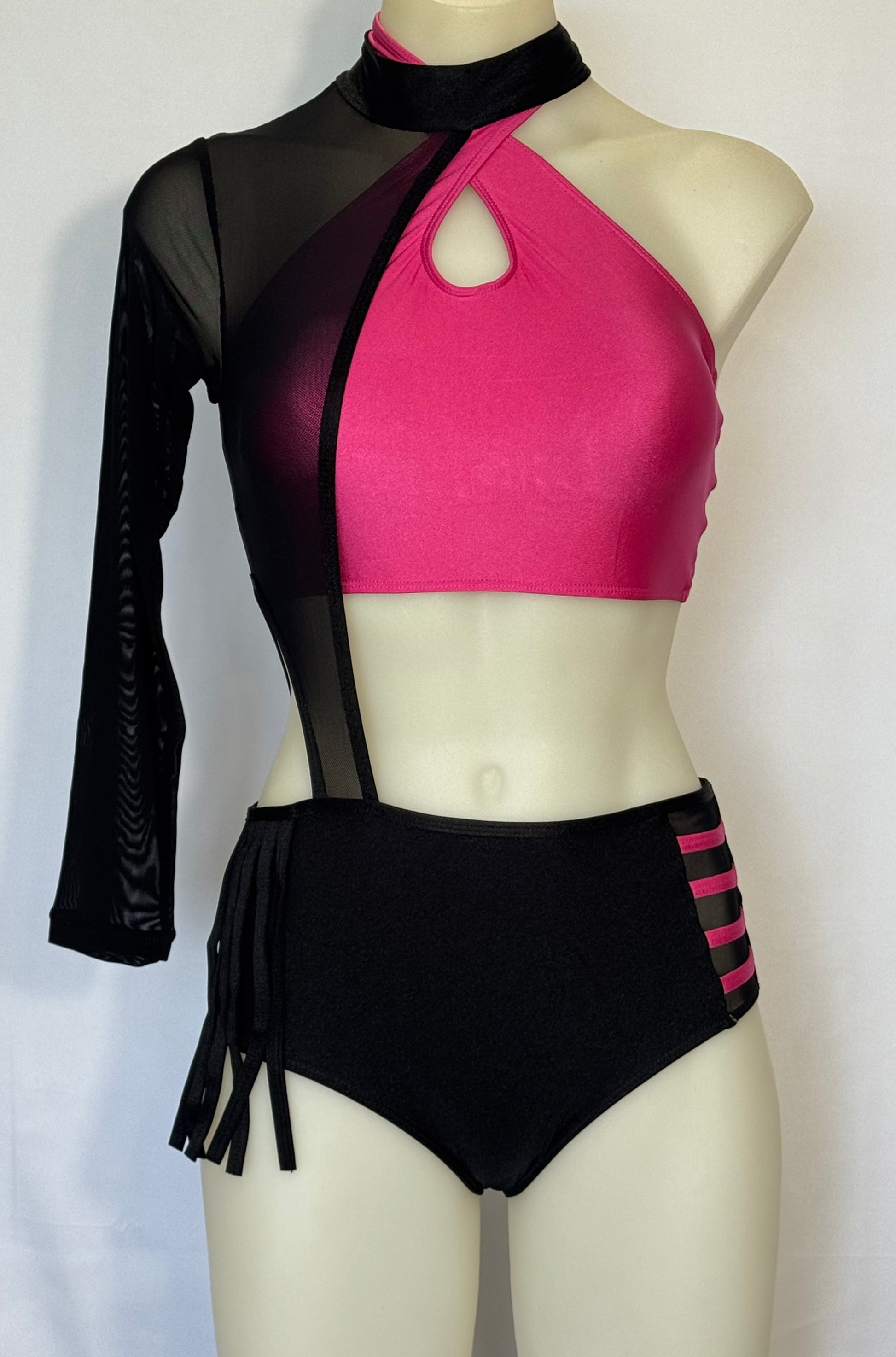 Girls dance costume in Black Fluro Pink Ð Makayla by SNS Dancewear