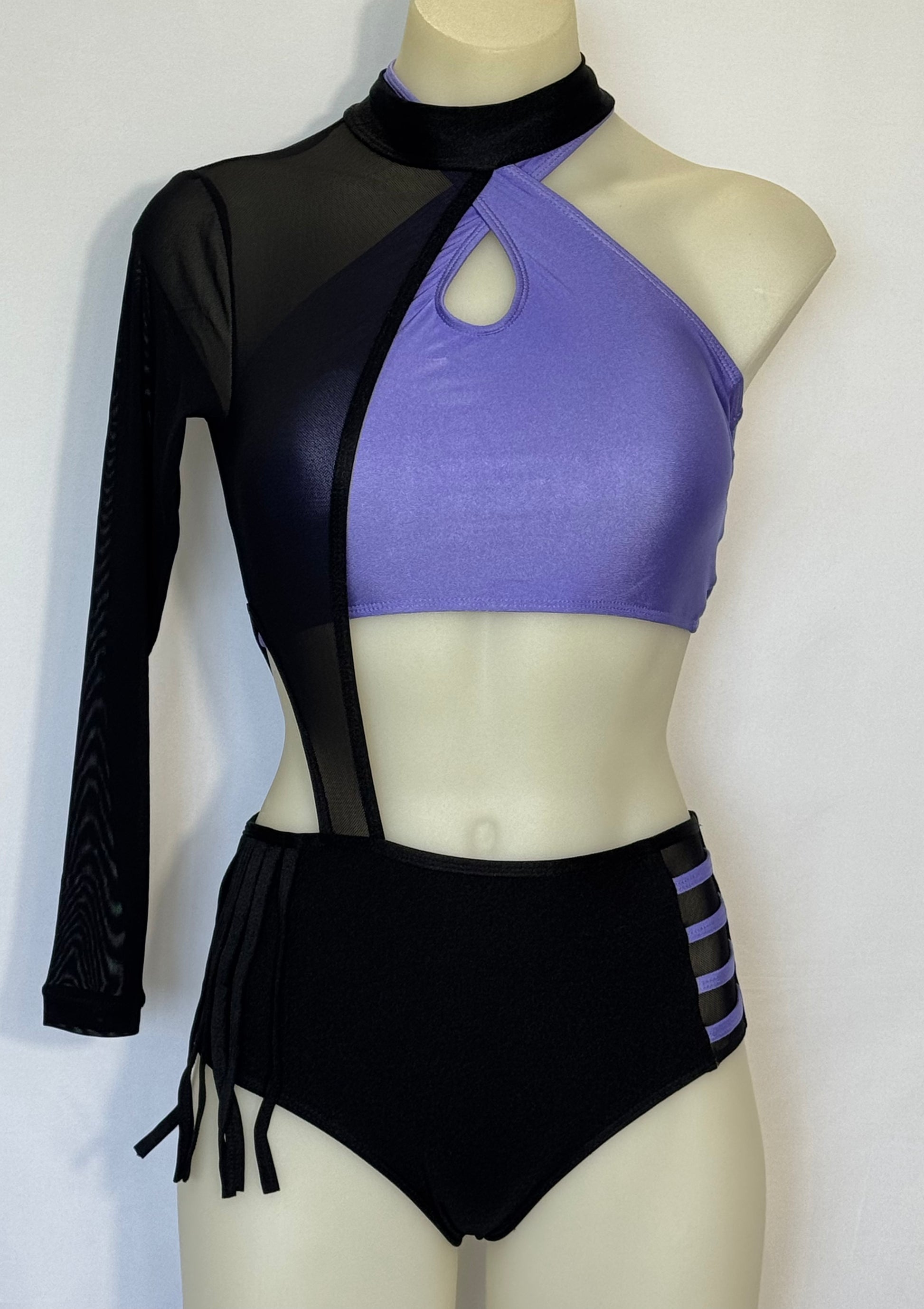 Girls dance costume in Black Fluro Pink Ð Makayla by SNS Dancewear
