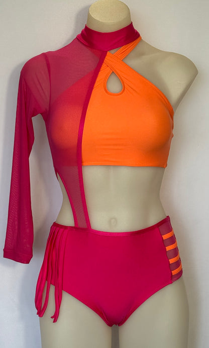 Girls dance costume in Black Deep Pink Ð Makayla by SNS Dancewear